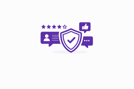 Shield and star icons for online reputation and review management services